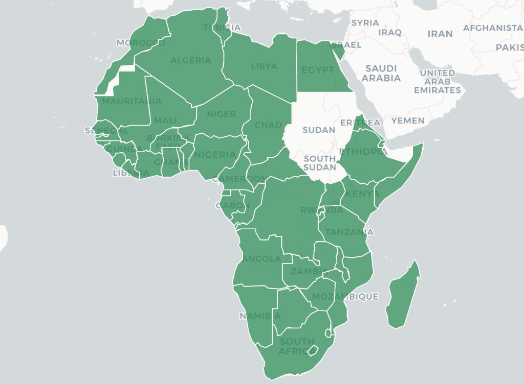 Map preview of AICTEM diagnostic coverage across Africa